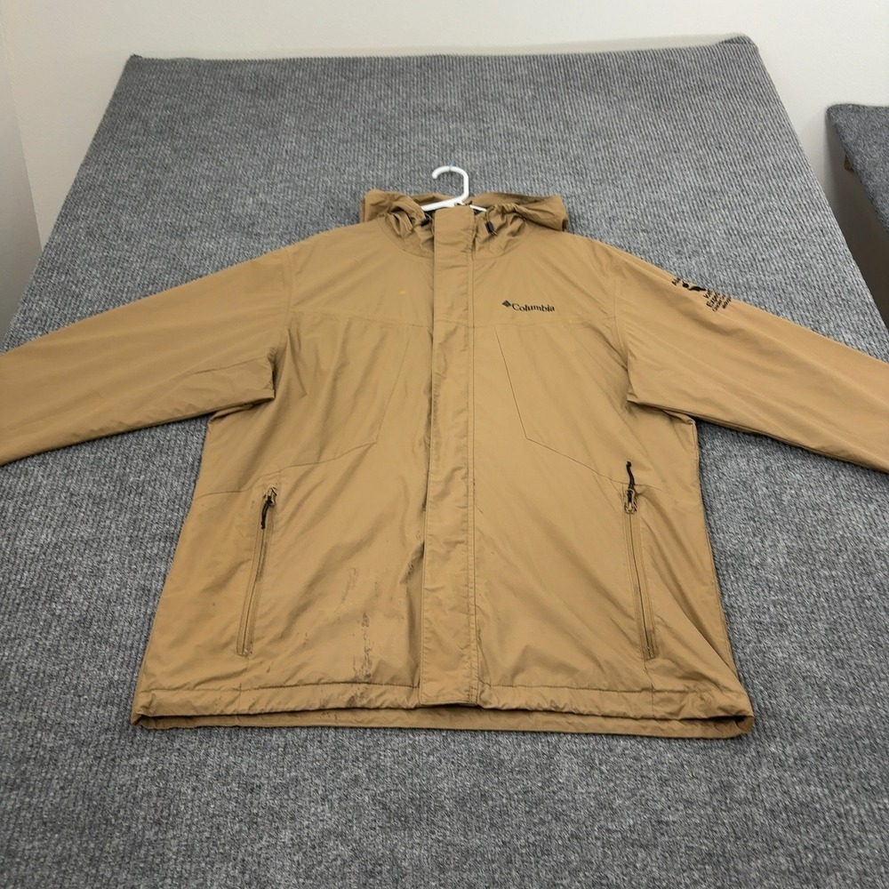 Columbia Jacket Mens L Tan Nylon Hooded Interchange Outdoor Gorpcore Style